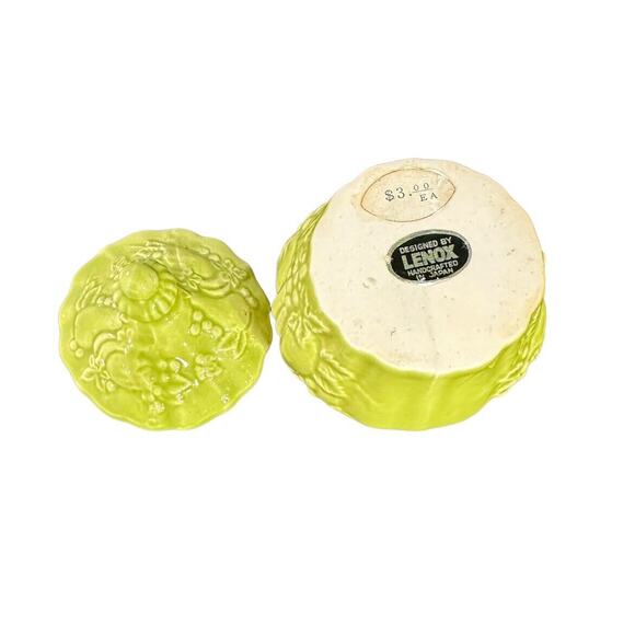 Vintage Lenox Ceramic Handcrafted Lidded Trinket Jar Green Japan 4” - Picture 6 of 14